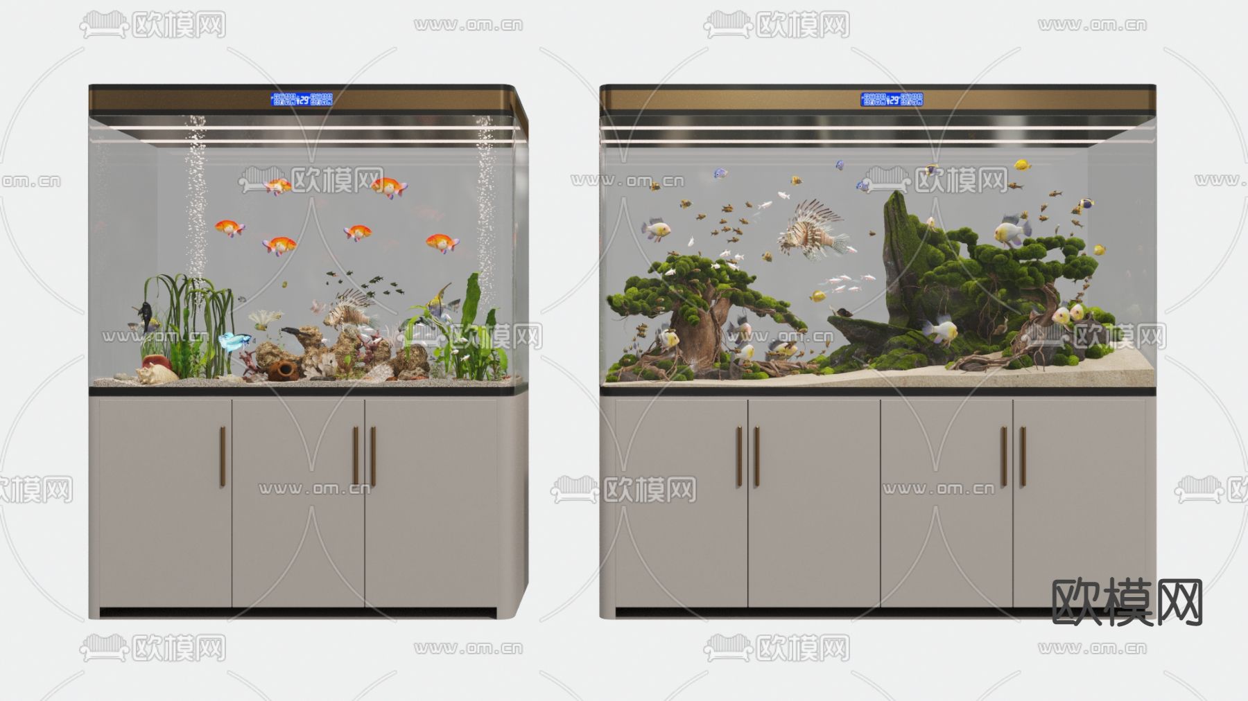 现代水族箱鱼缸3d模型下载