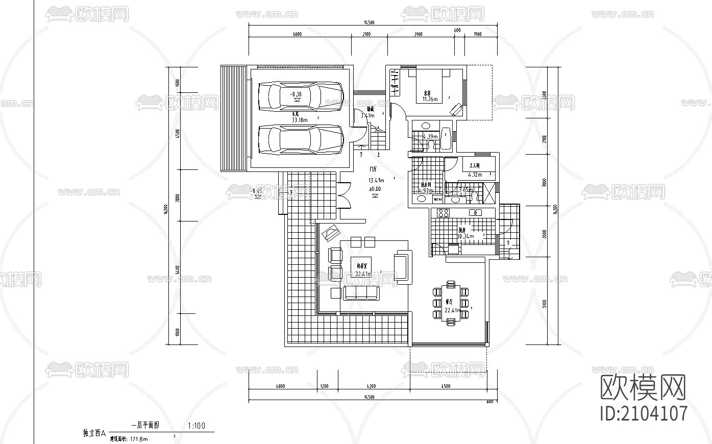 别墅cad施工图下载（渲染图2）