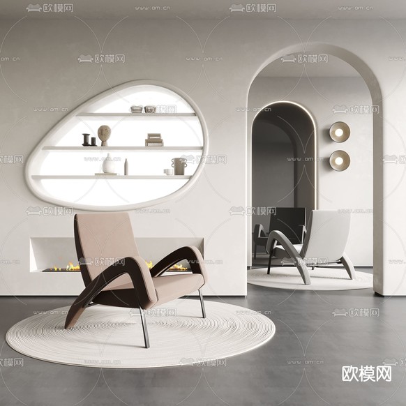 侘寂时尚休闲椅3d模型下载