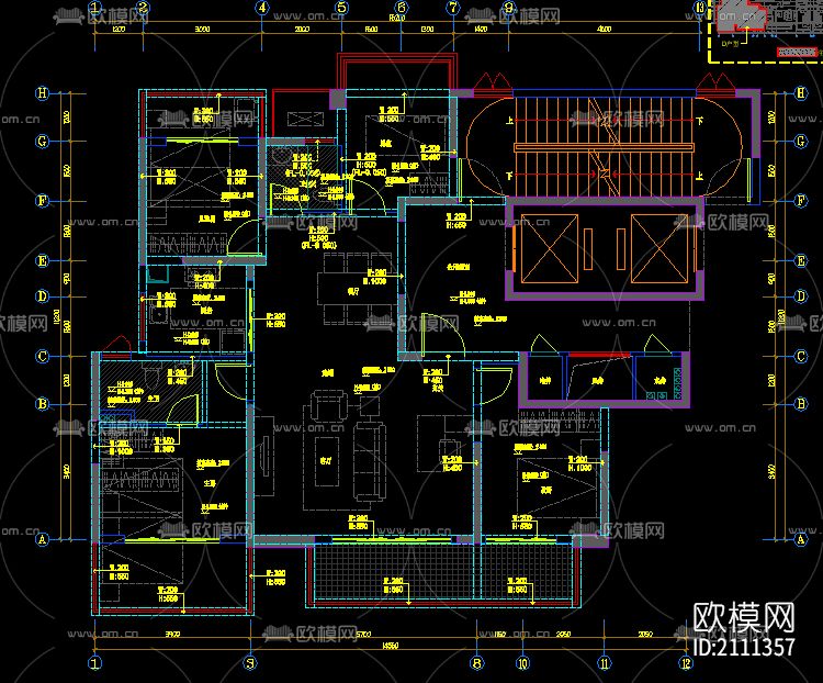 样板房cad图纸下载（渲染图1）