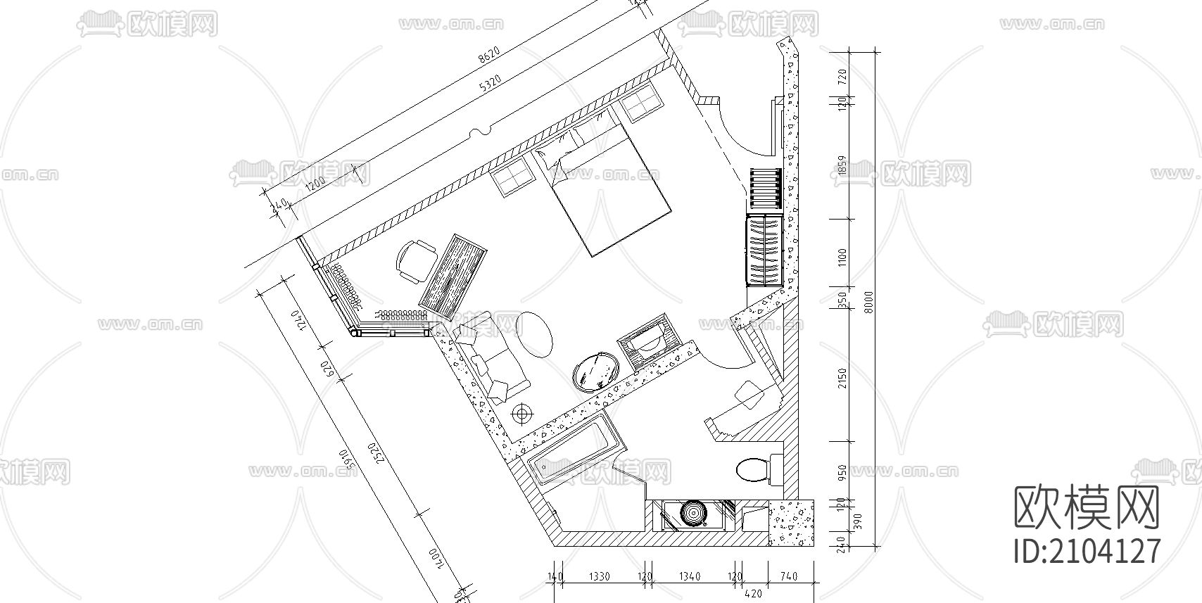别墅cad施工图下载（渲染图4）
