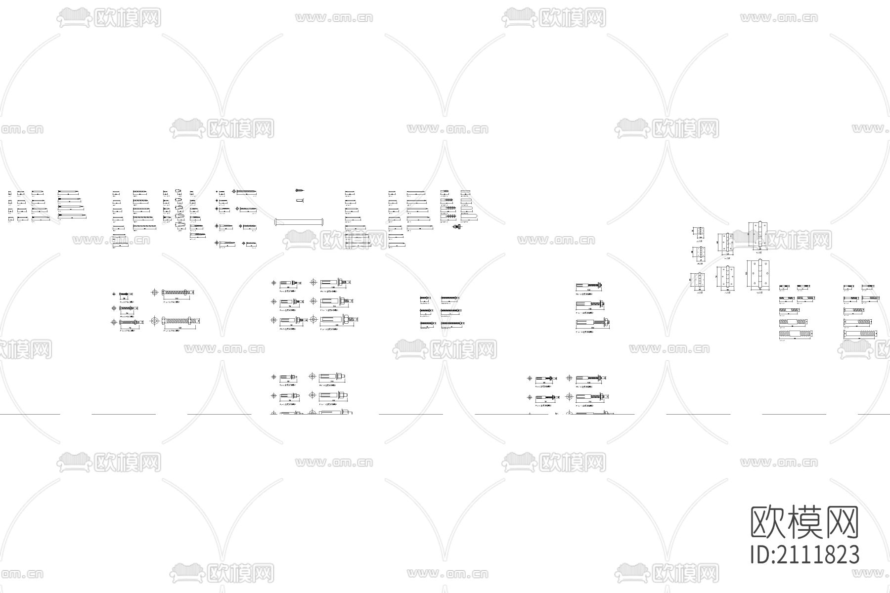 五金件钉子钢cad图库下载（渲染图2）