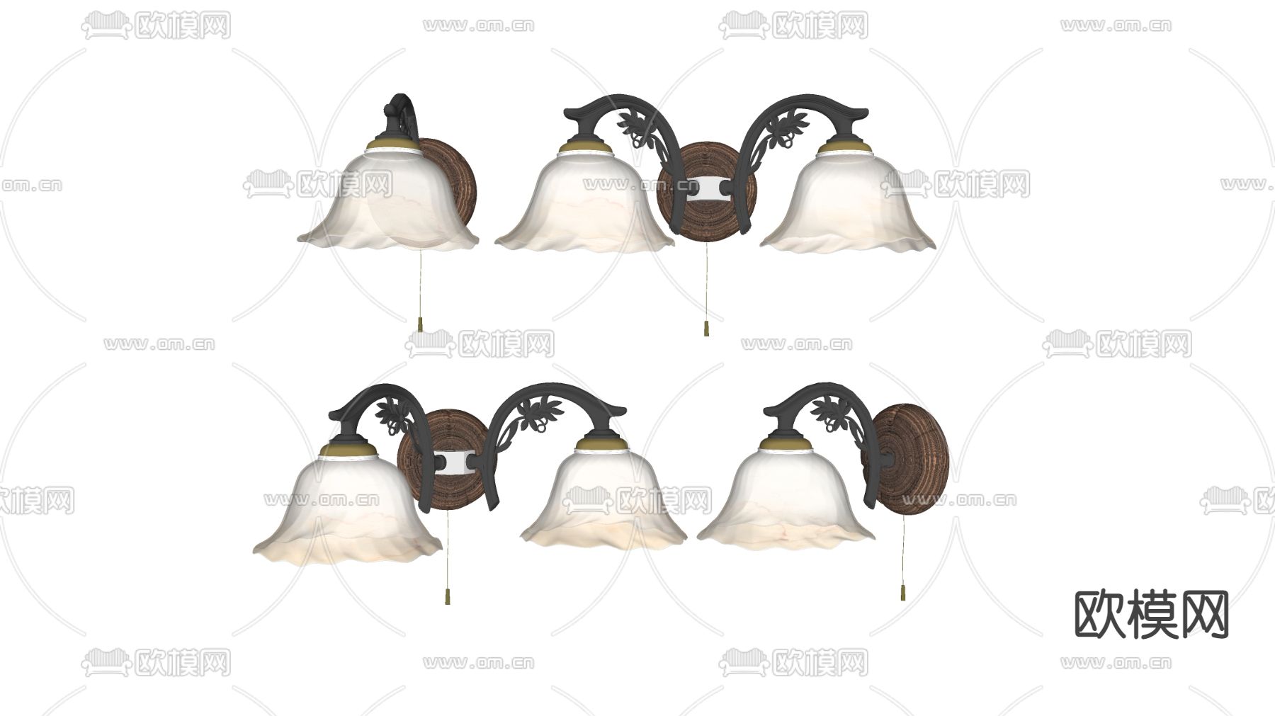 欧式壁灯su模型下载（渲染图2）