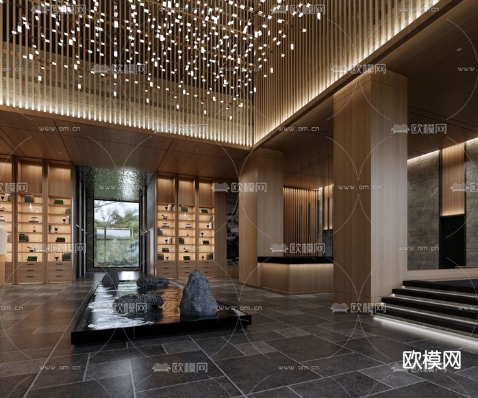 现代酒店大堂su模型下载_ID11931482_sketchup模型下载-欧模网