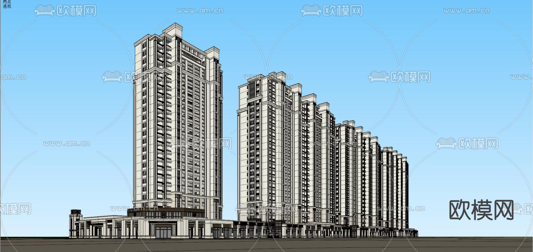 新古典住宅小区外观su模型