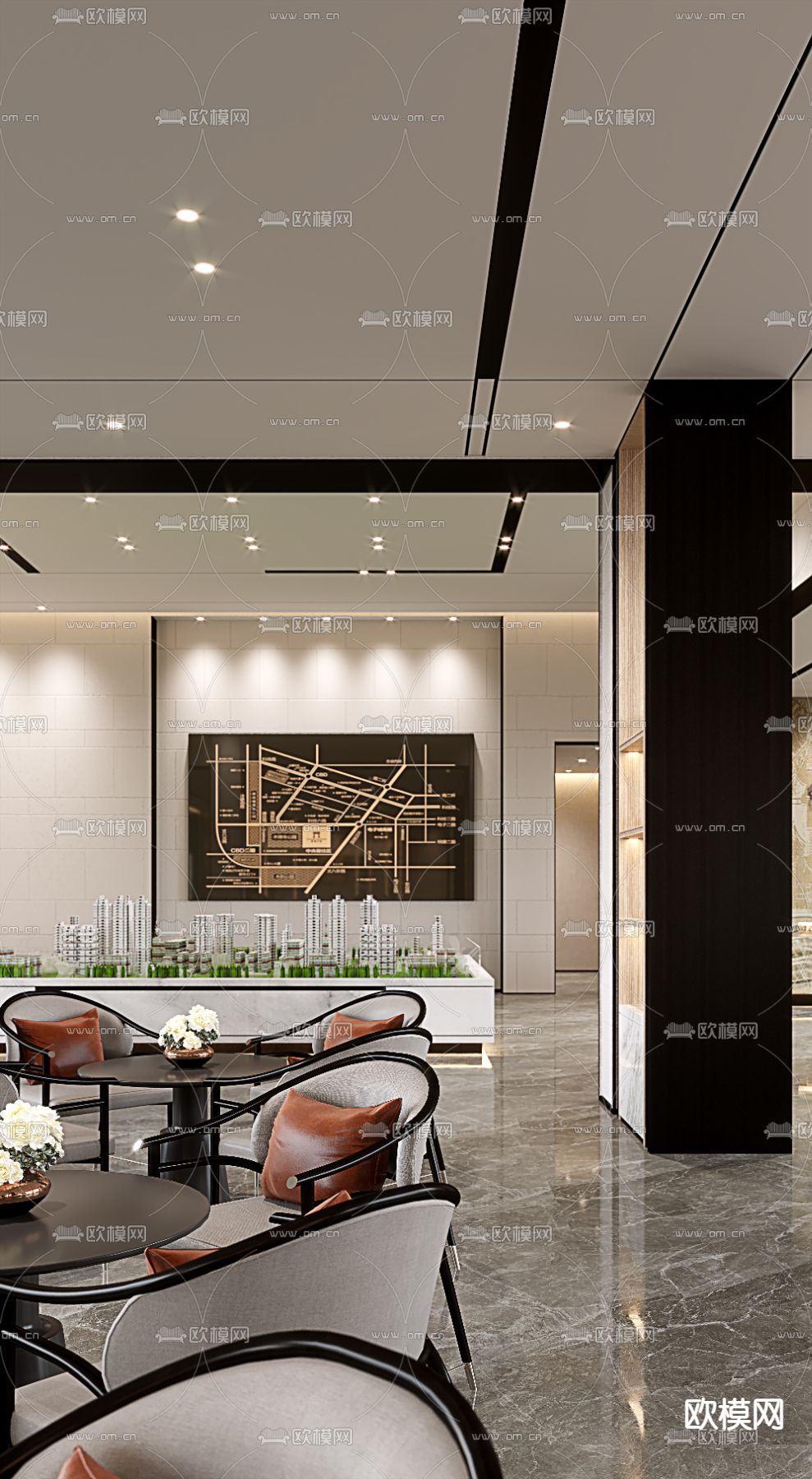 现代售楼处洽谈区3d模型下载（渲染图4）