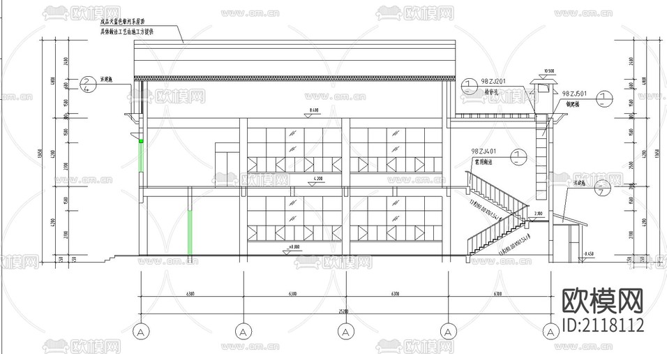 二層食堂cad施工圖下載(渲染圖3)