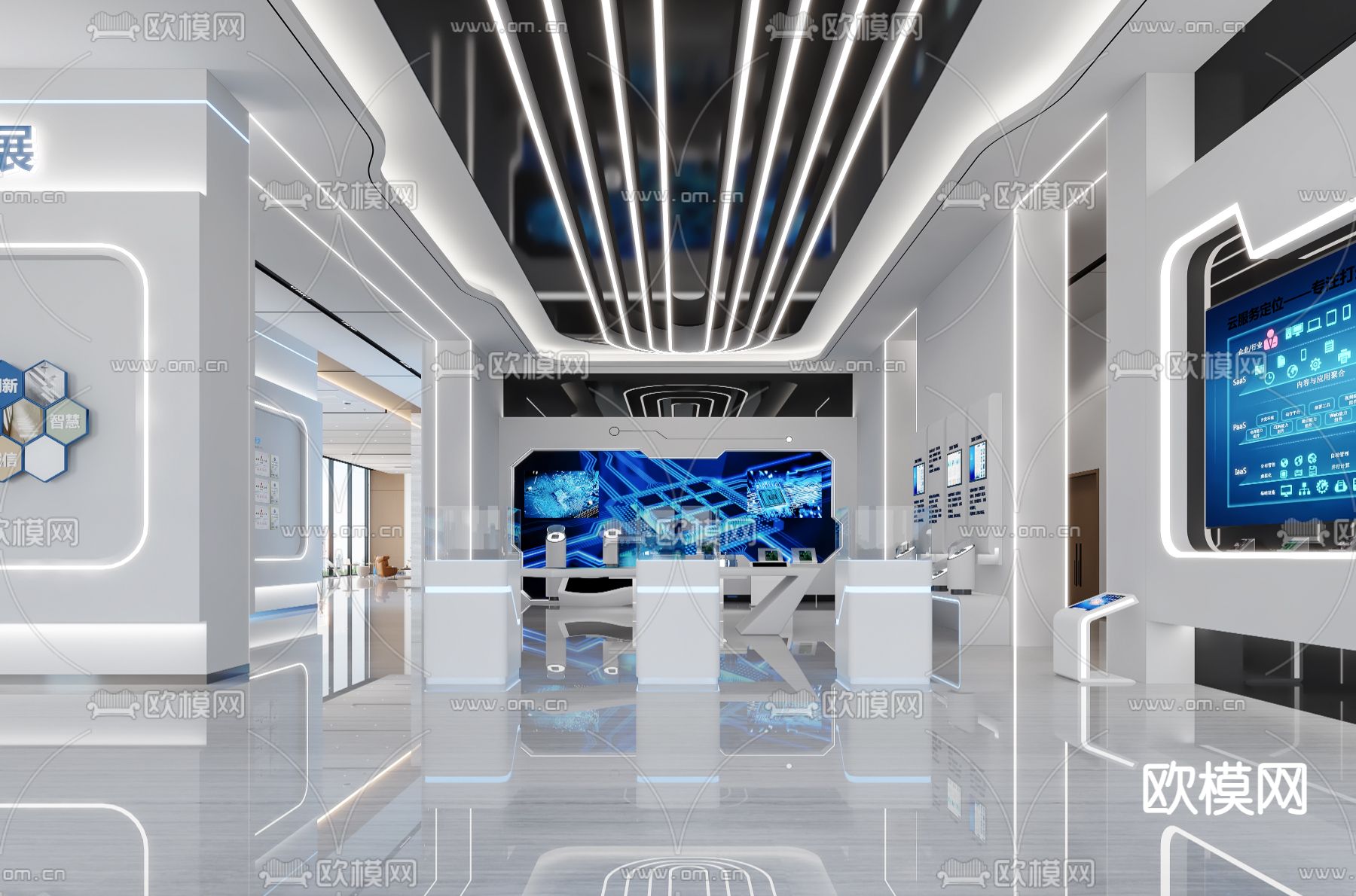 现代芯片科技展厅3d模型下载_ID11949949_3dmax免费模型-欧模网