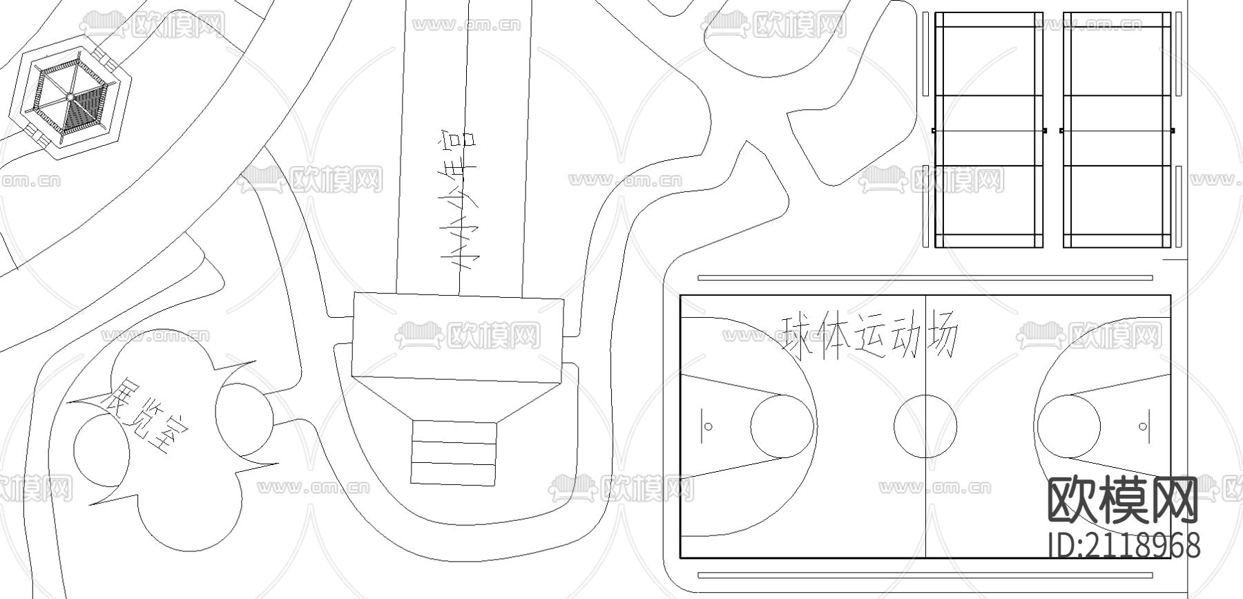 小区总平面图cad图库下载（渲染图4）