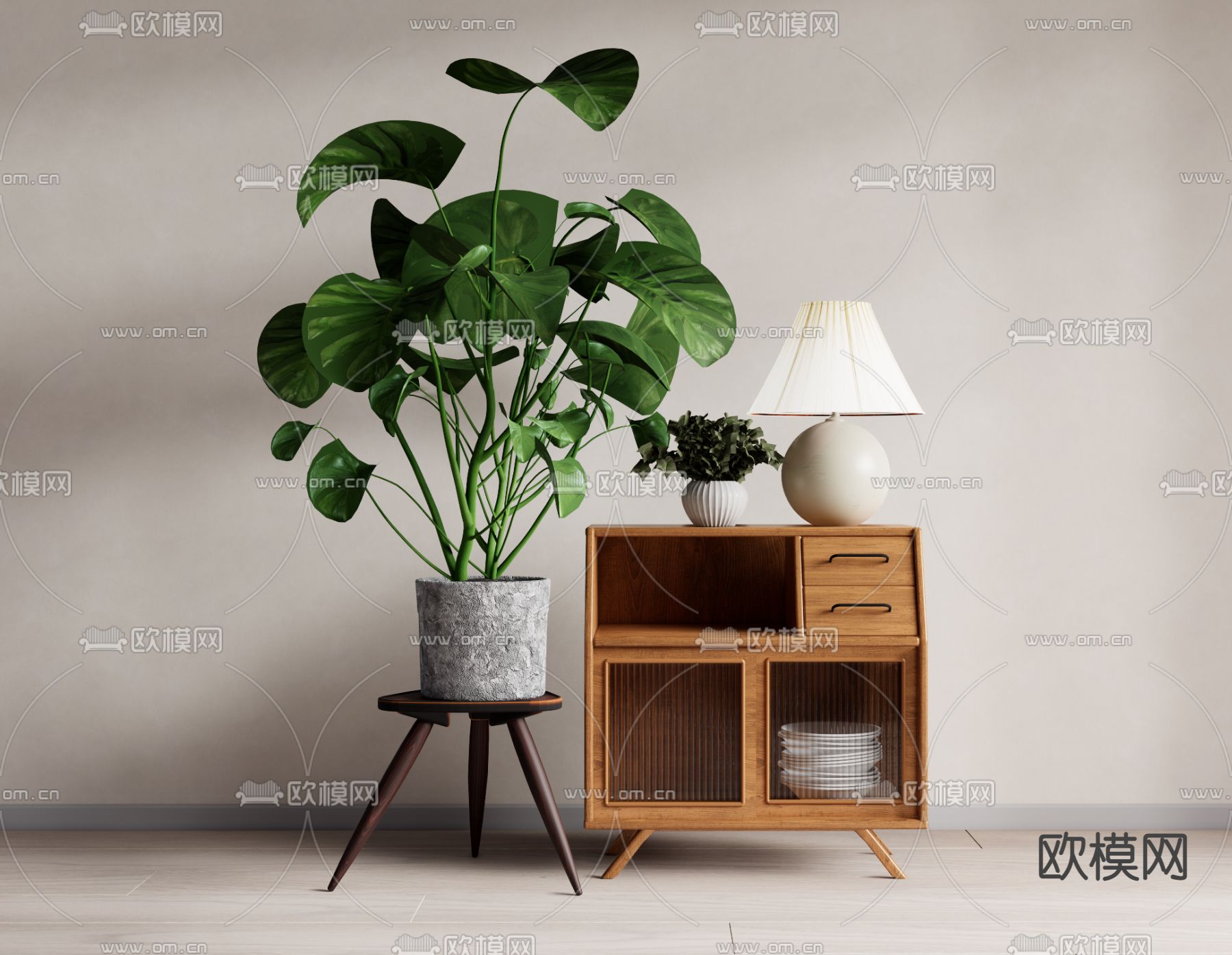 北欧储物柜su模型下载（渲染图1）