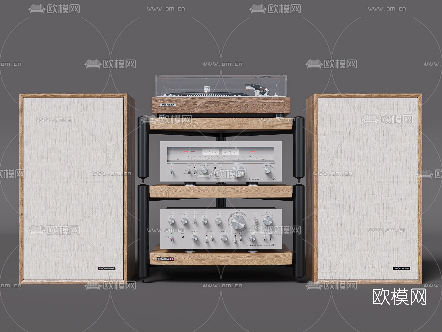 北欧复古留声机音响3d模型下载（渲染图2）