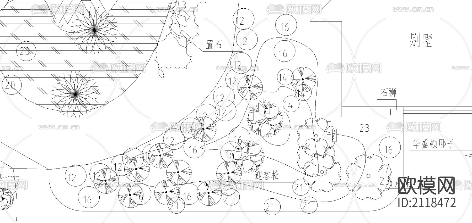 庭院绿地平面图cad图库下载（渲染图2）