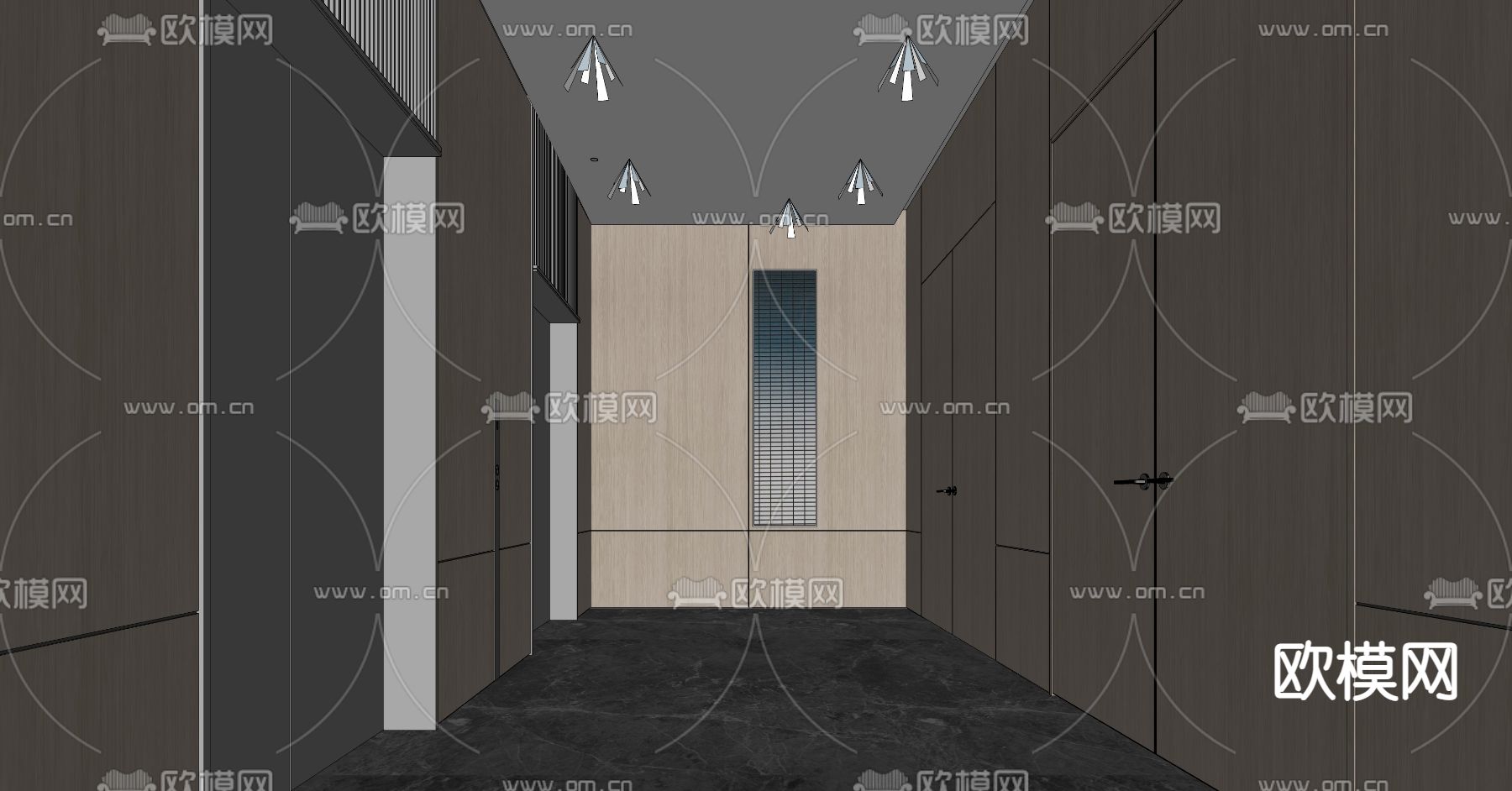 现代酒店电梯间su模型下载（渲染图3）
