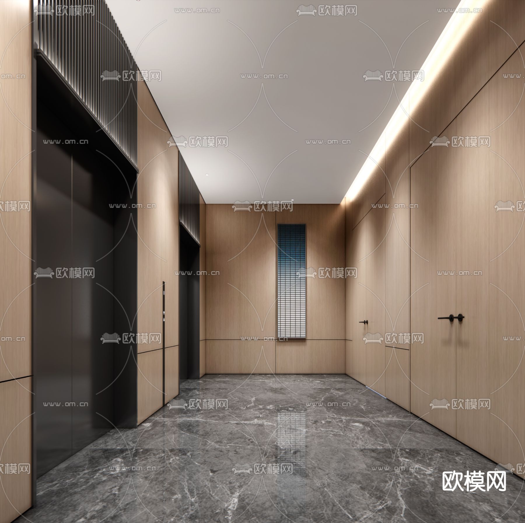 现代酒店电梯间su模型下载（渲染图1）