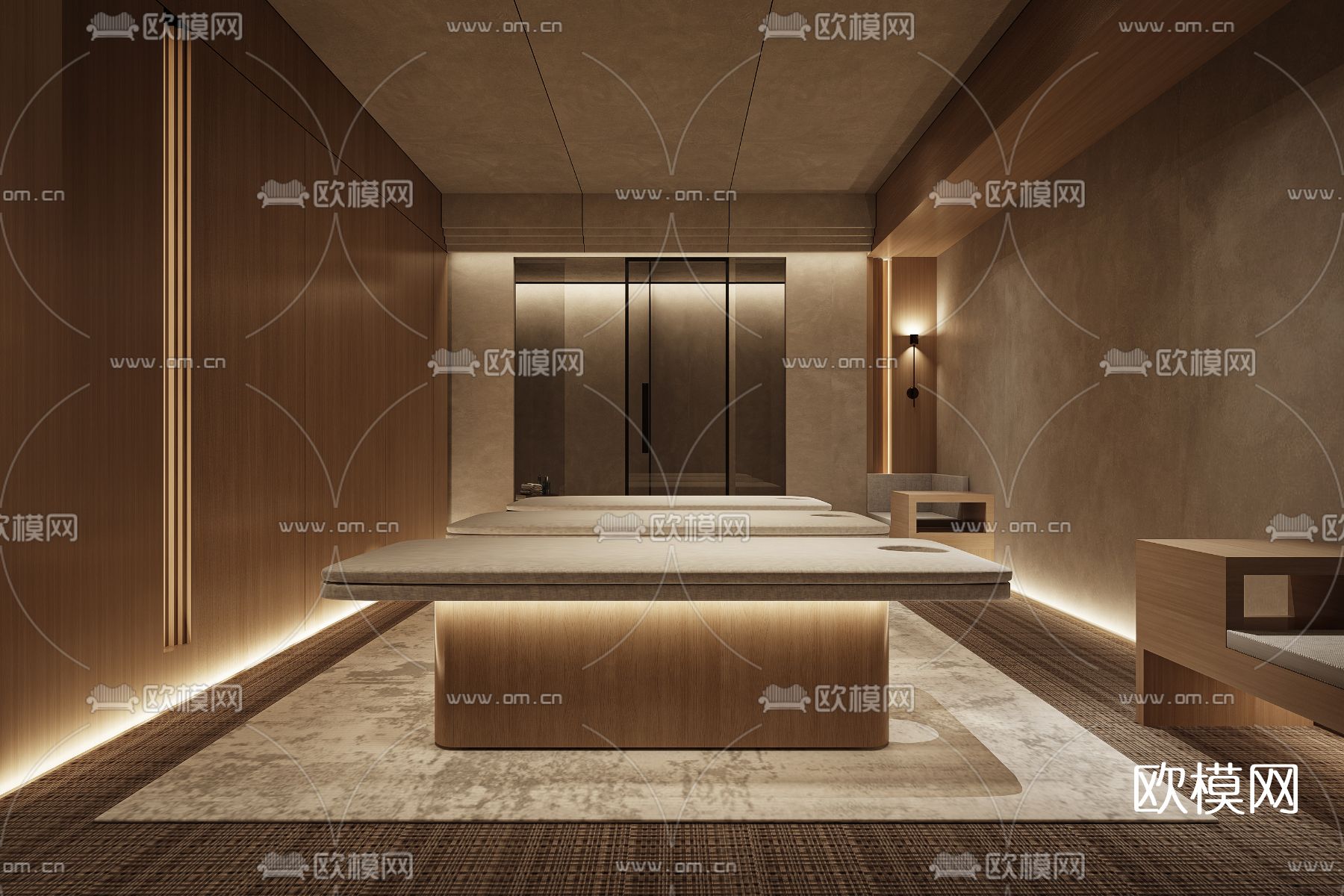 侘寂极简SPA美容院包间3d模型下载
