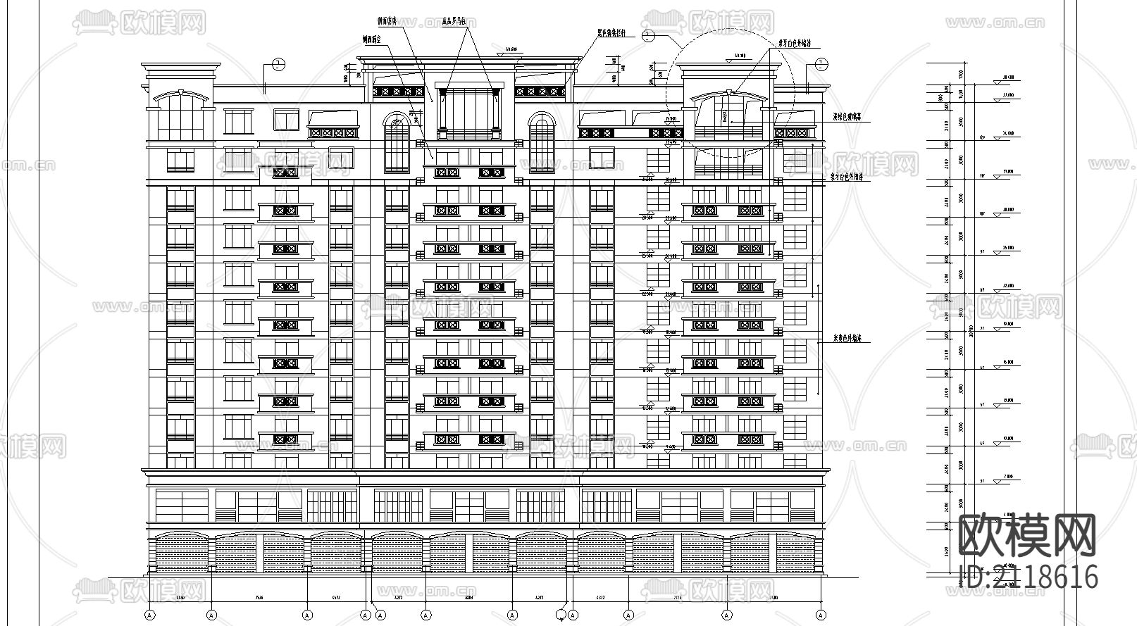 高层商住楼cad施工图下载（渲染图3）