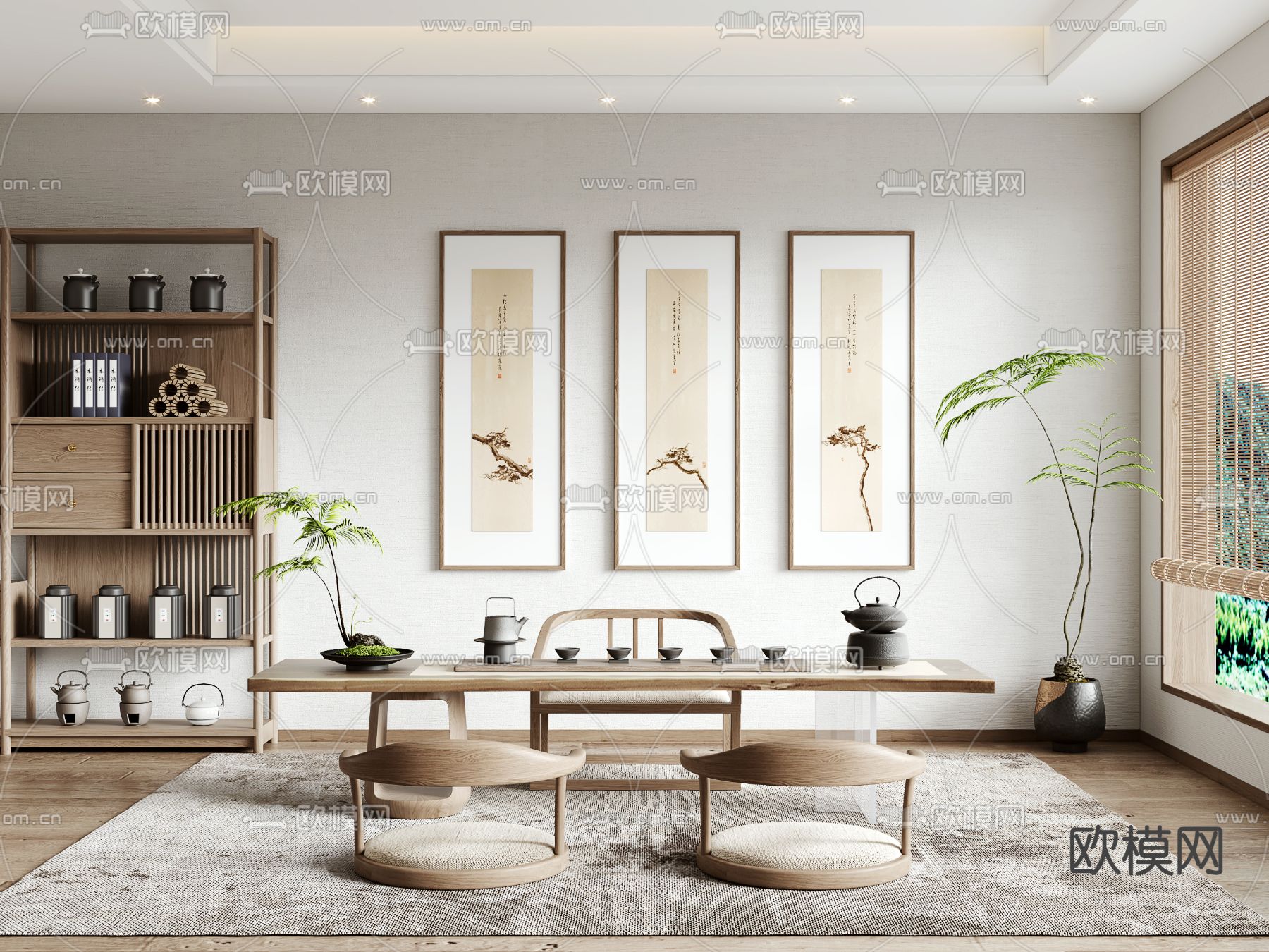 新中式茶室su模型