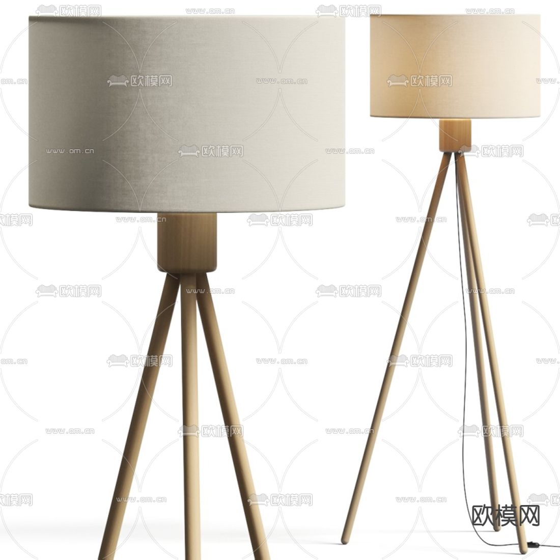 侘寂实木落地灯3d模型