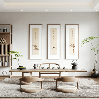 新中式茶室su模型