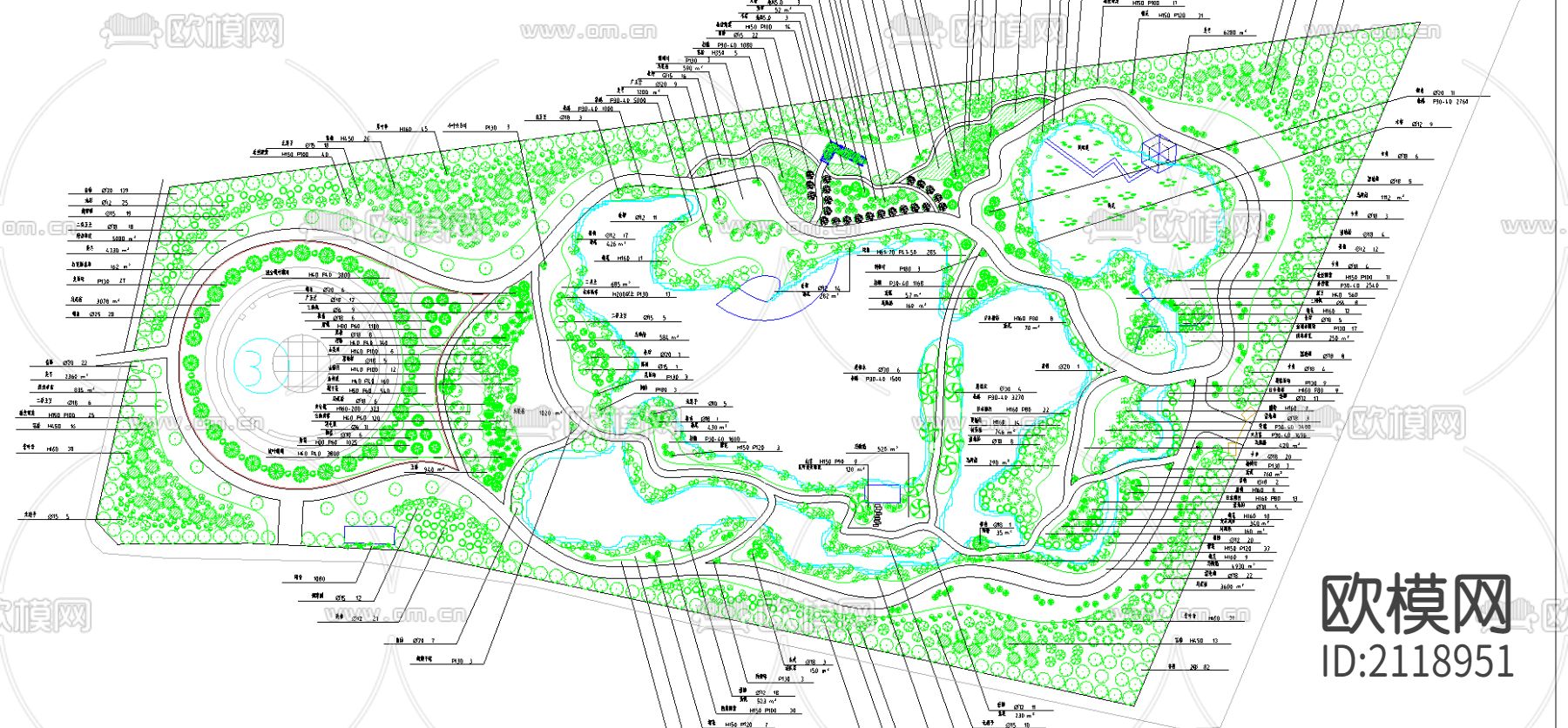 公园规划种植cad图库下载（渲染图1）