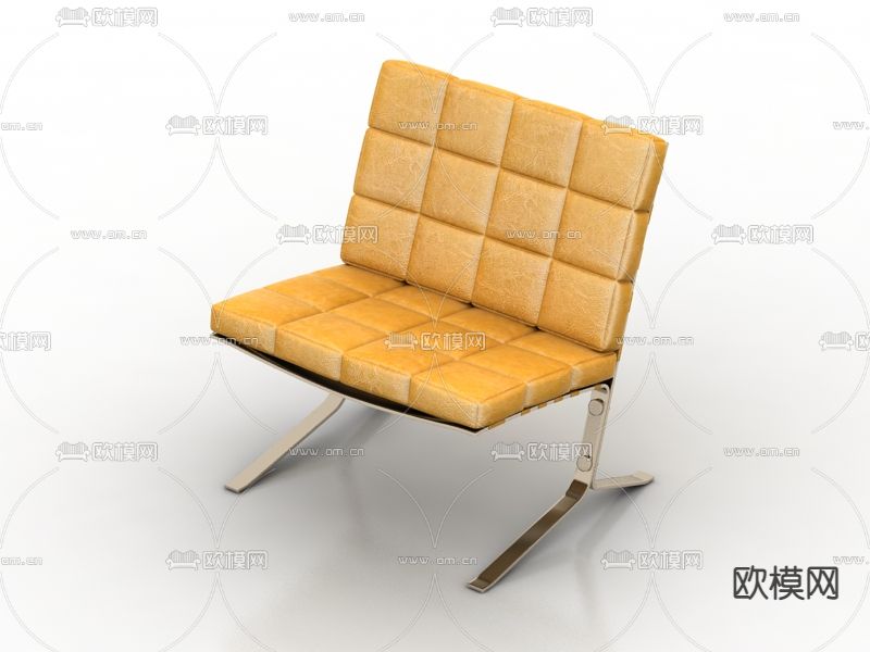 现代简约皮革金属公用椅免费3d模型下载