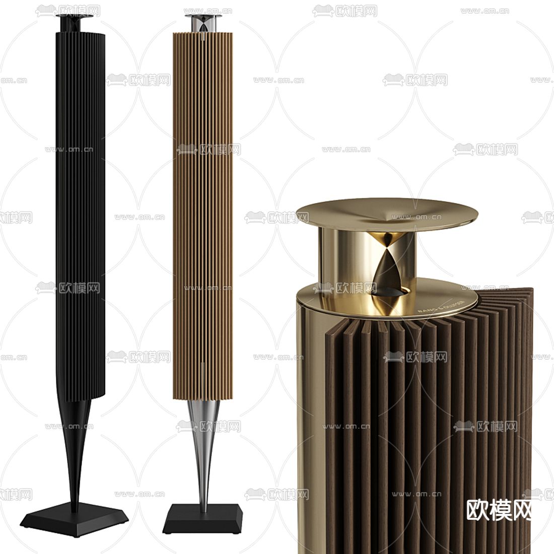 金属立式音响3d模型下载（渲染图1）