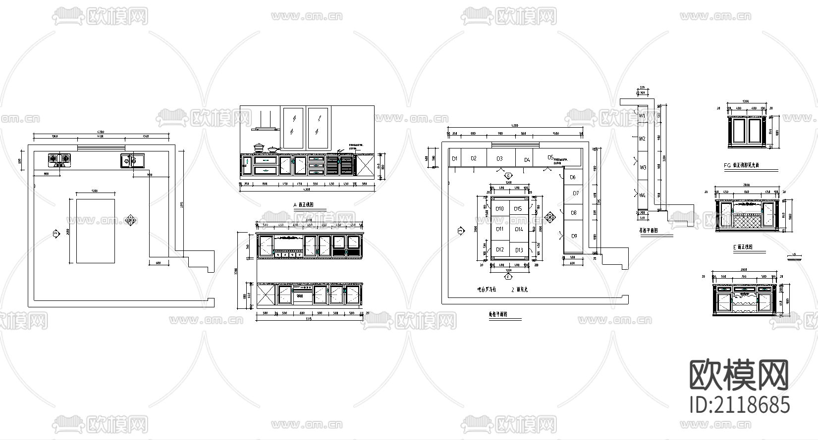 橱柜cad图库下载（渲染图3）