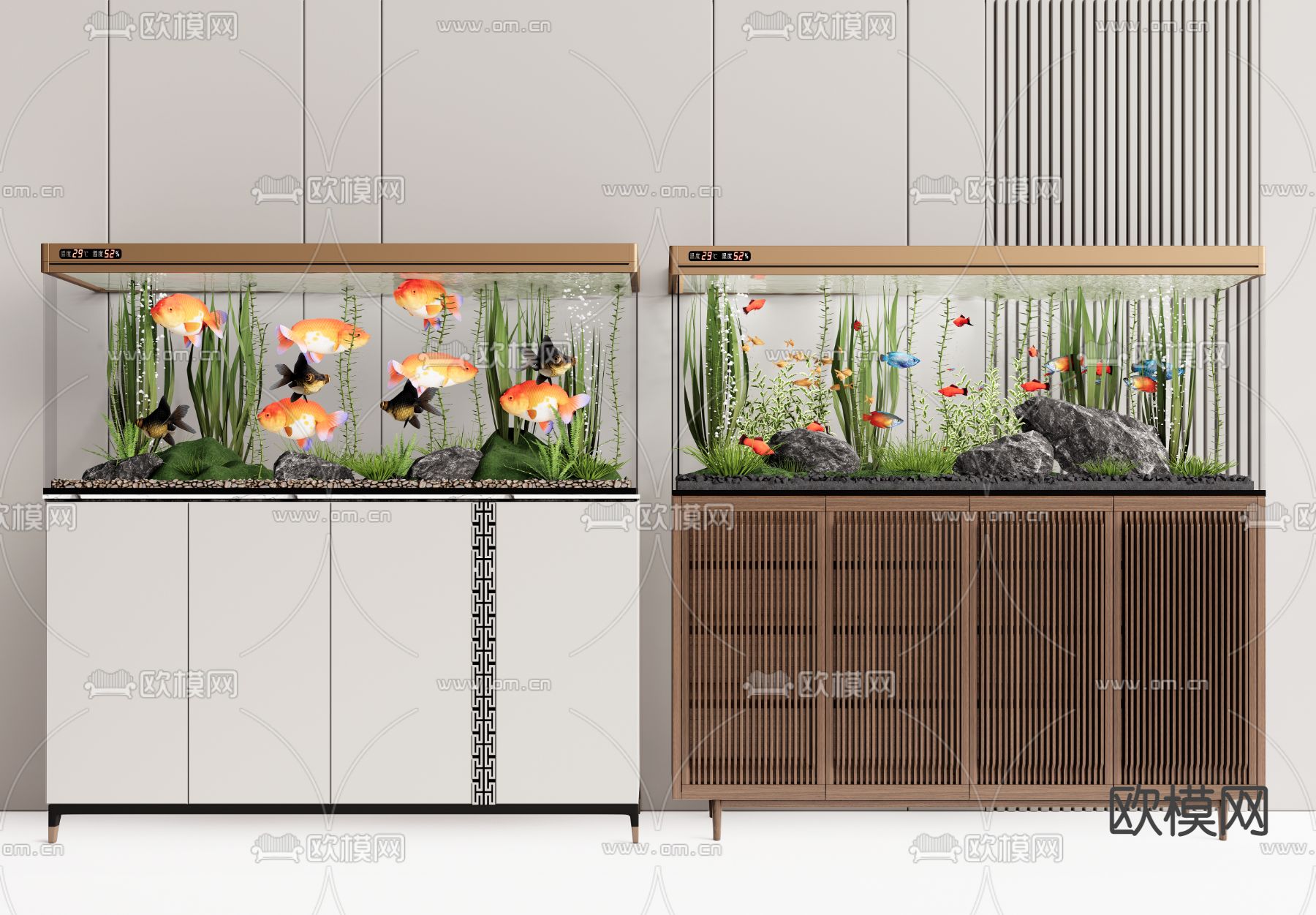 新中式鱼缸柜组合-室内设计-拓者设计吧