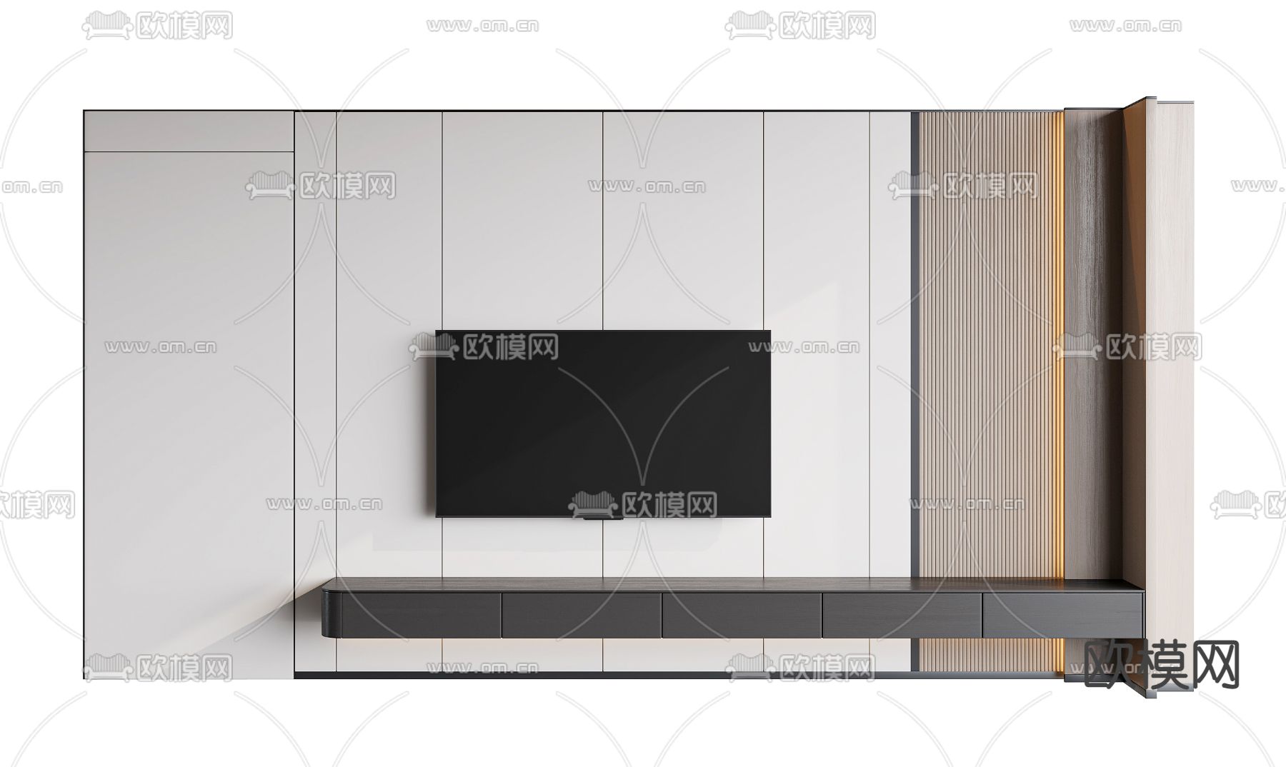 现代电视背景墙3d模型下载