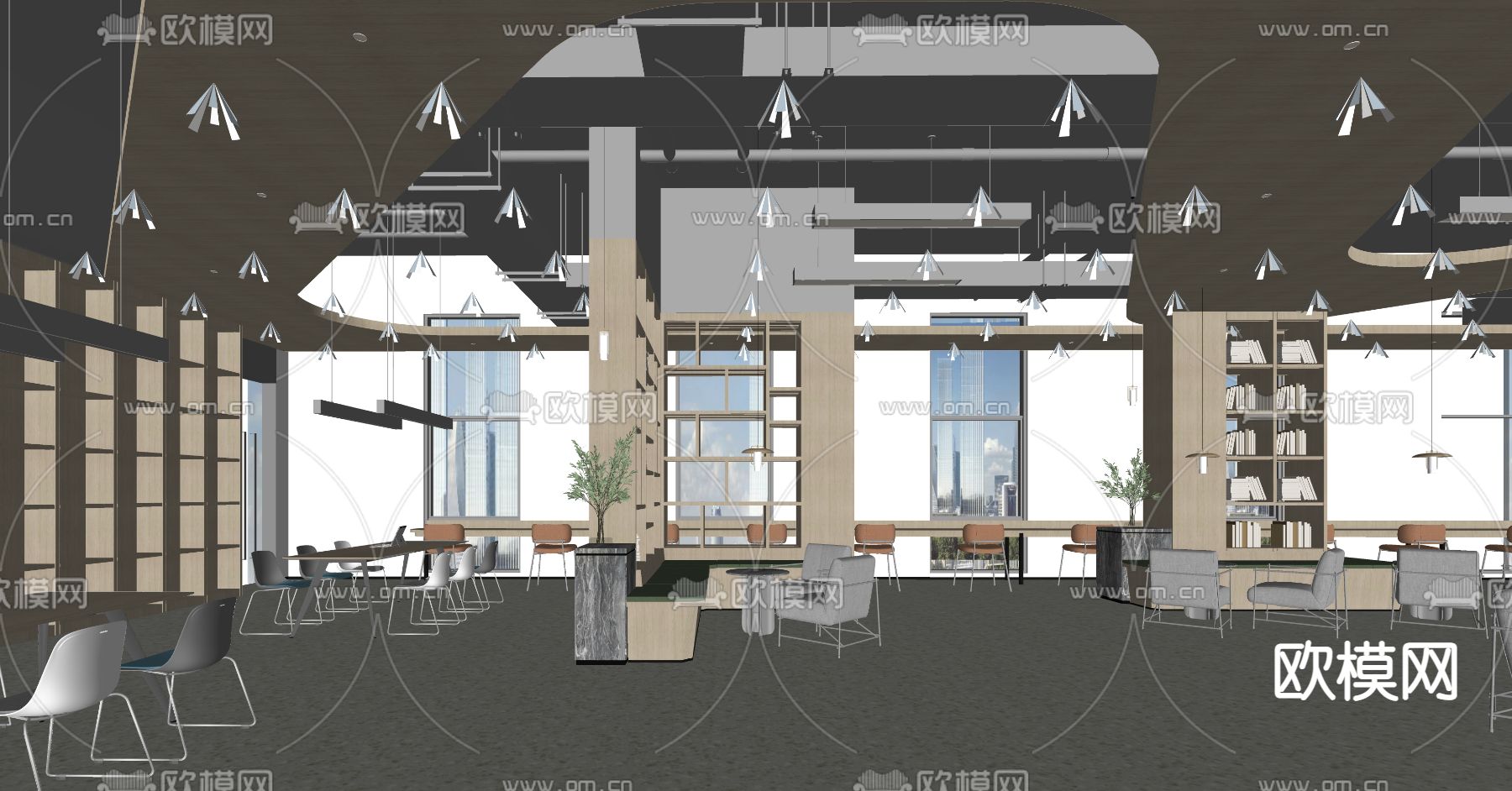 现代图书馆su模型下载（渲染图4）