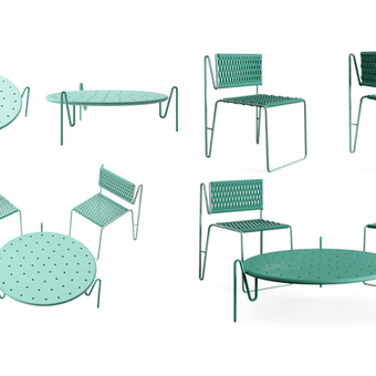 工业风创意茶几单椅3d模型