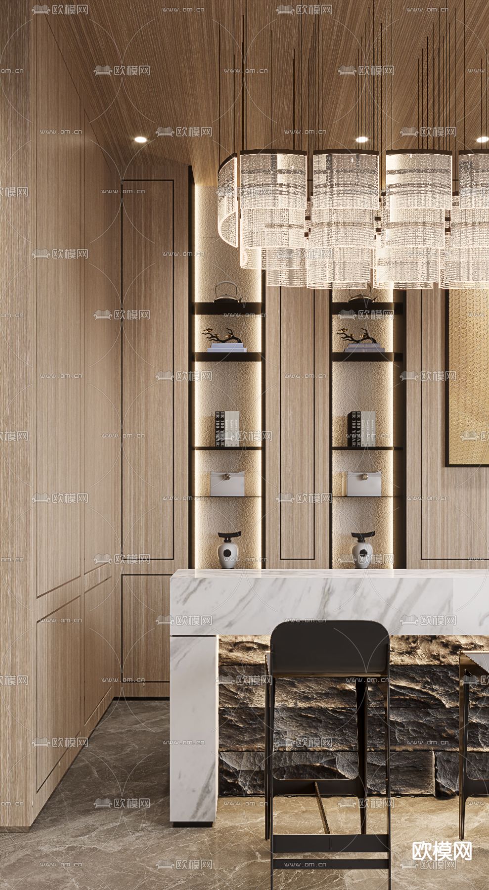 现代售楼处洽谈区3d模型下载（渲染图3）