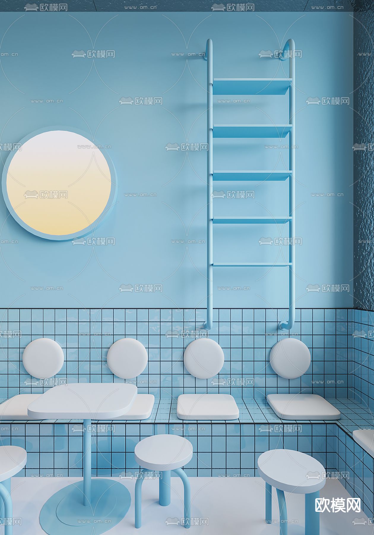 北欧网红餐厅3d模型下载（渲染图2）