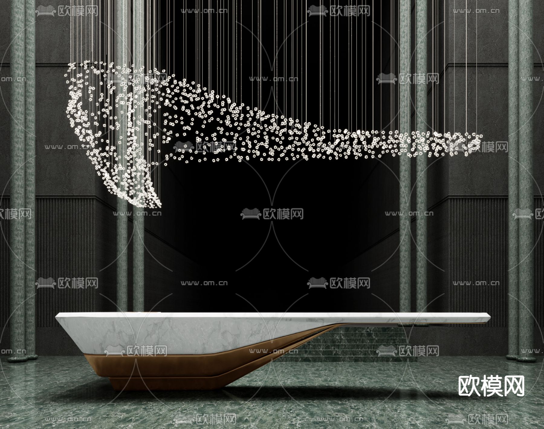 现代异形前台接待台3d模型下载（渲染图1）