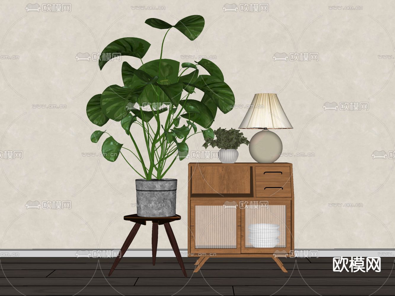 北欧储物柜su模型下载（渲染图2）