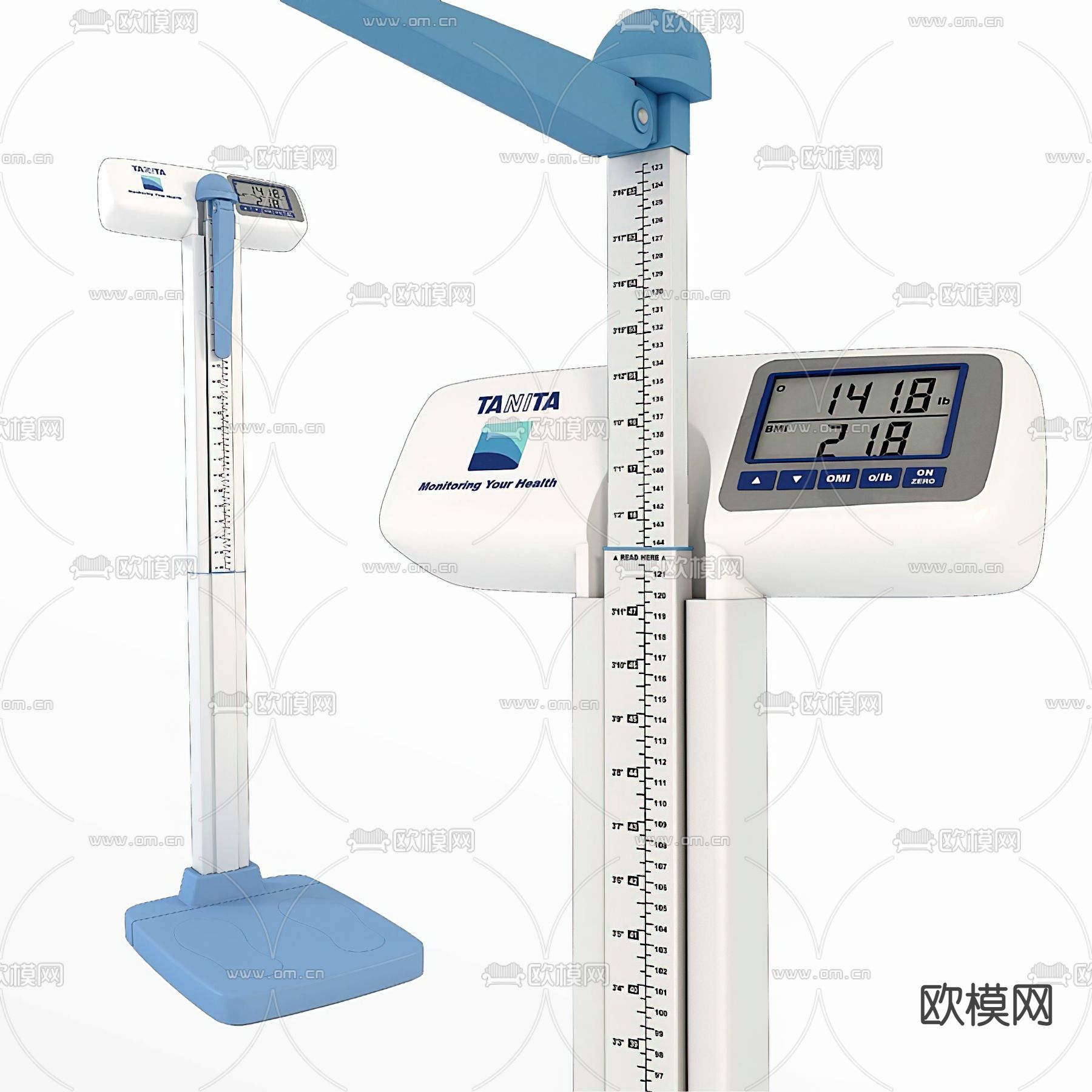 现代电子体重秤量身高计3d模型下载