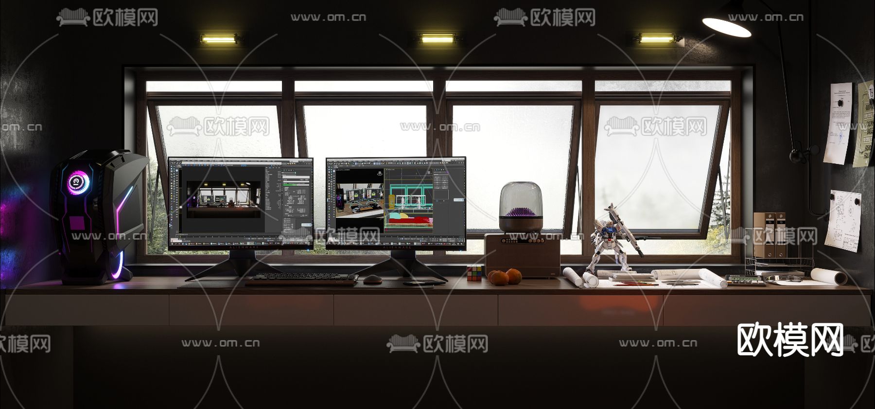 战后风书房3d模型下载（渲染图1）