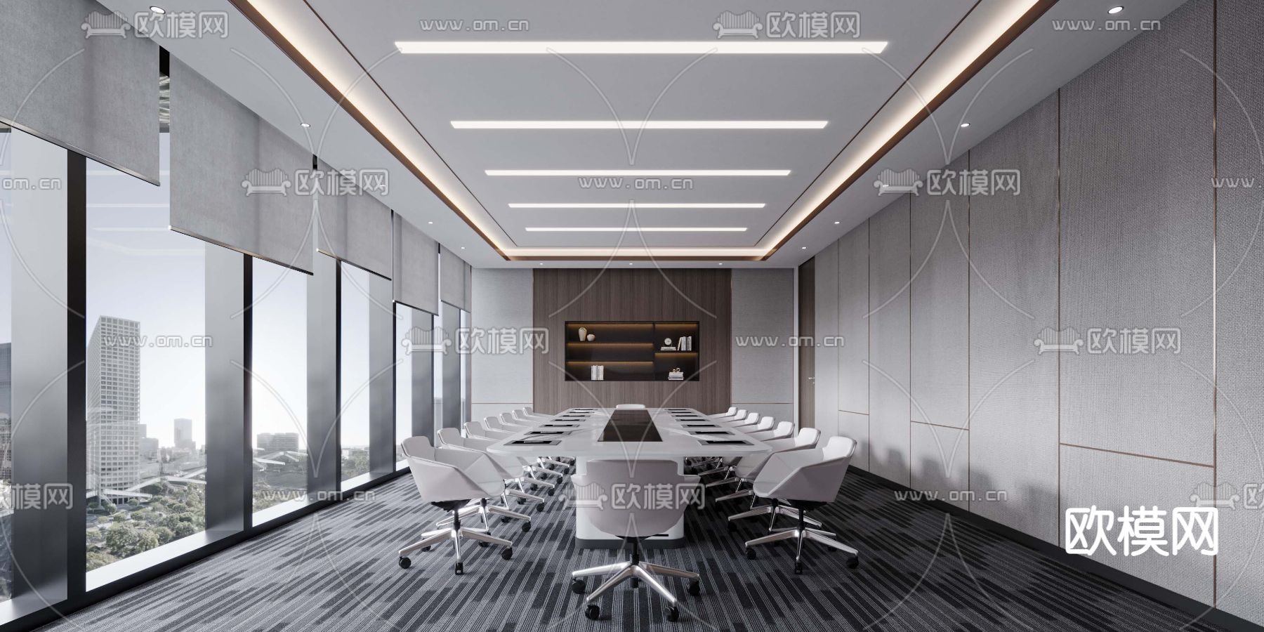 现代会议室3d模型下载（渲染图2）