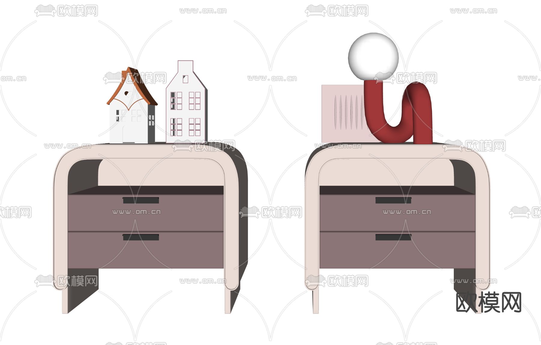 现代儿童床头柜su模型下载