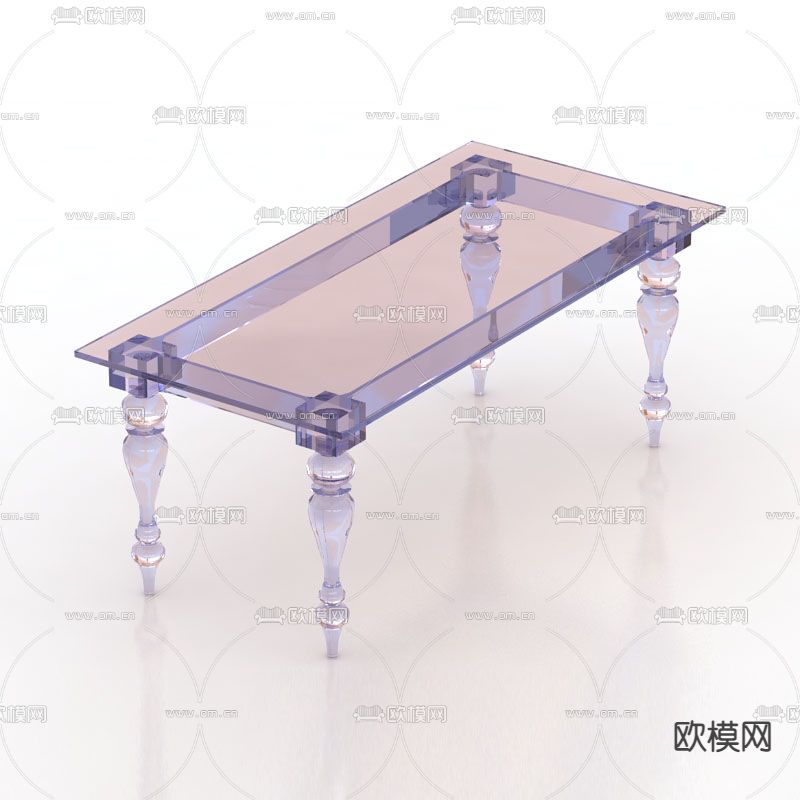 简欧创意透明亚克力茶几免费3d模型下载