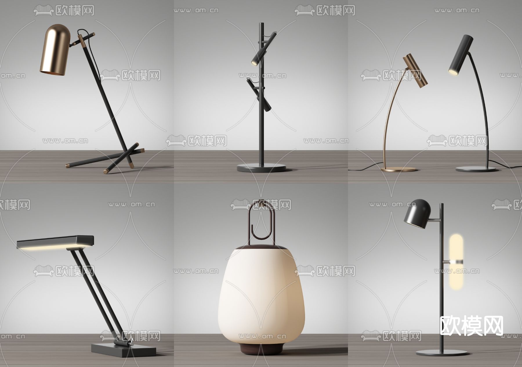 现代金属台灯3d模型下载_ID11955155_3dmax免费模型-欧模网