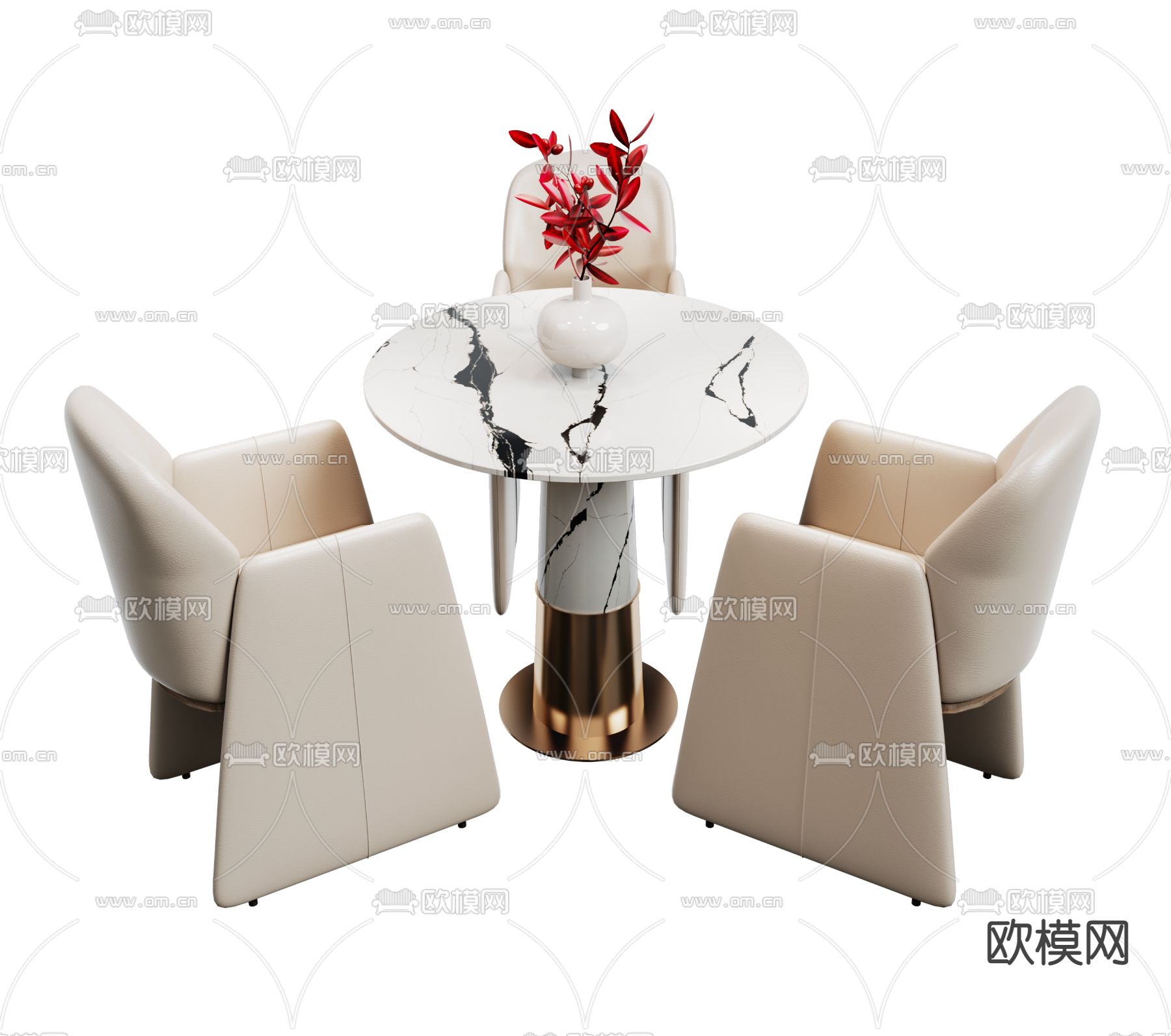 现代大理石休闲桌椅3d模型