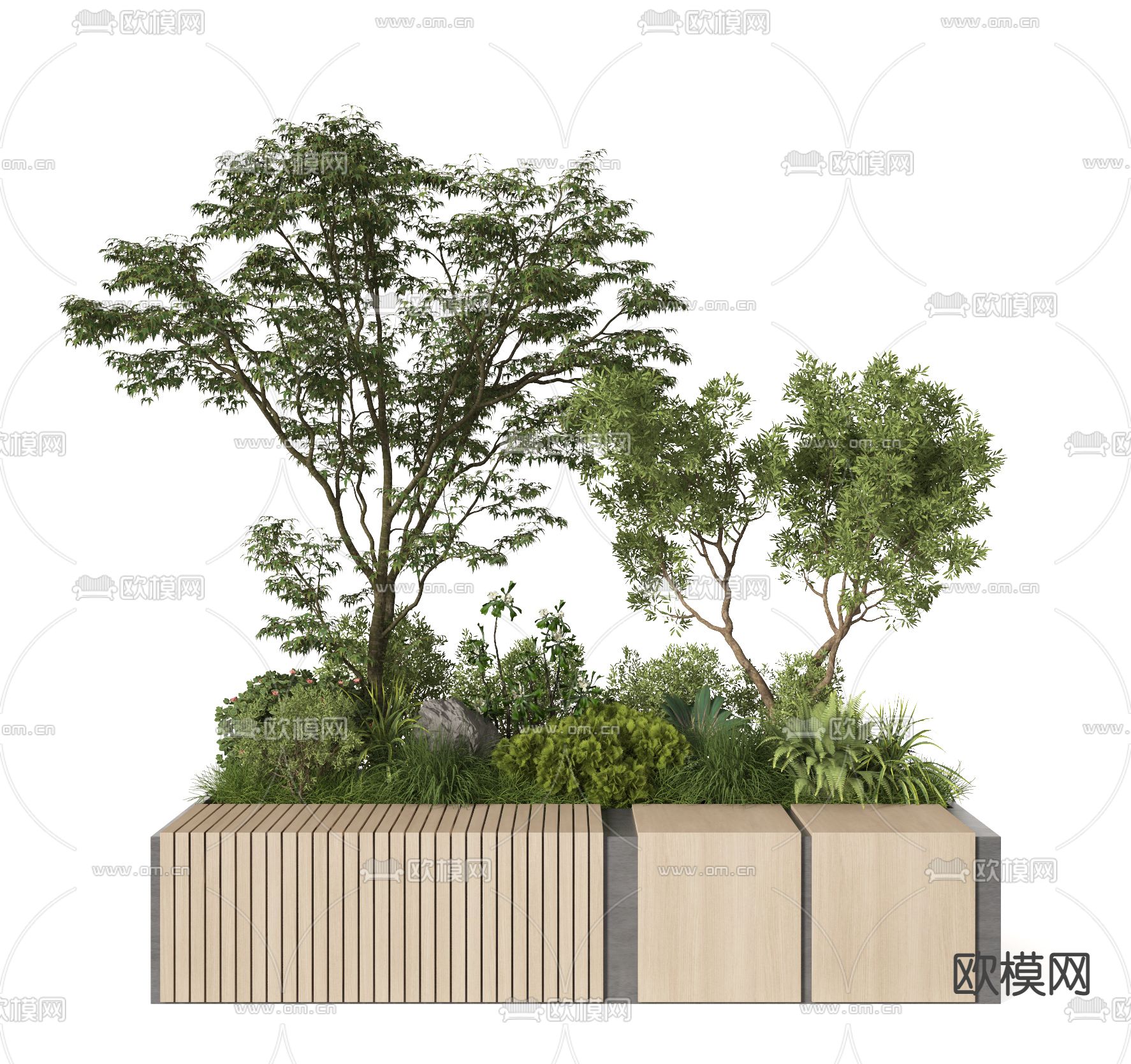现代景观植物户外椅3d模型下载