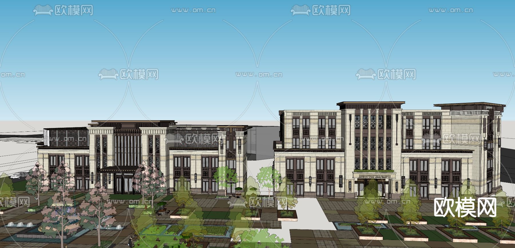 新古典建筑外观su模型