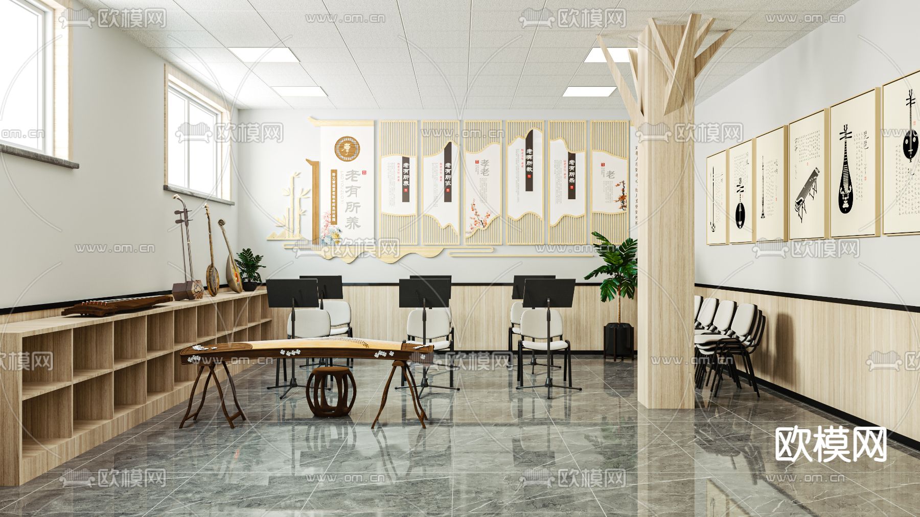 现代老年人活动中心3d模型下载（渲染图2）