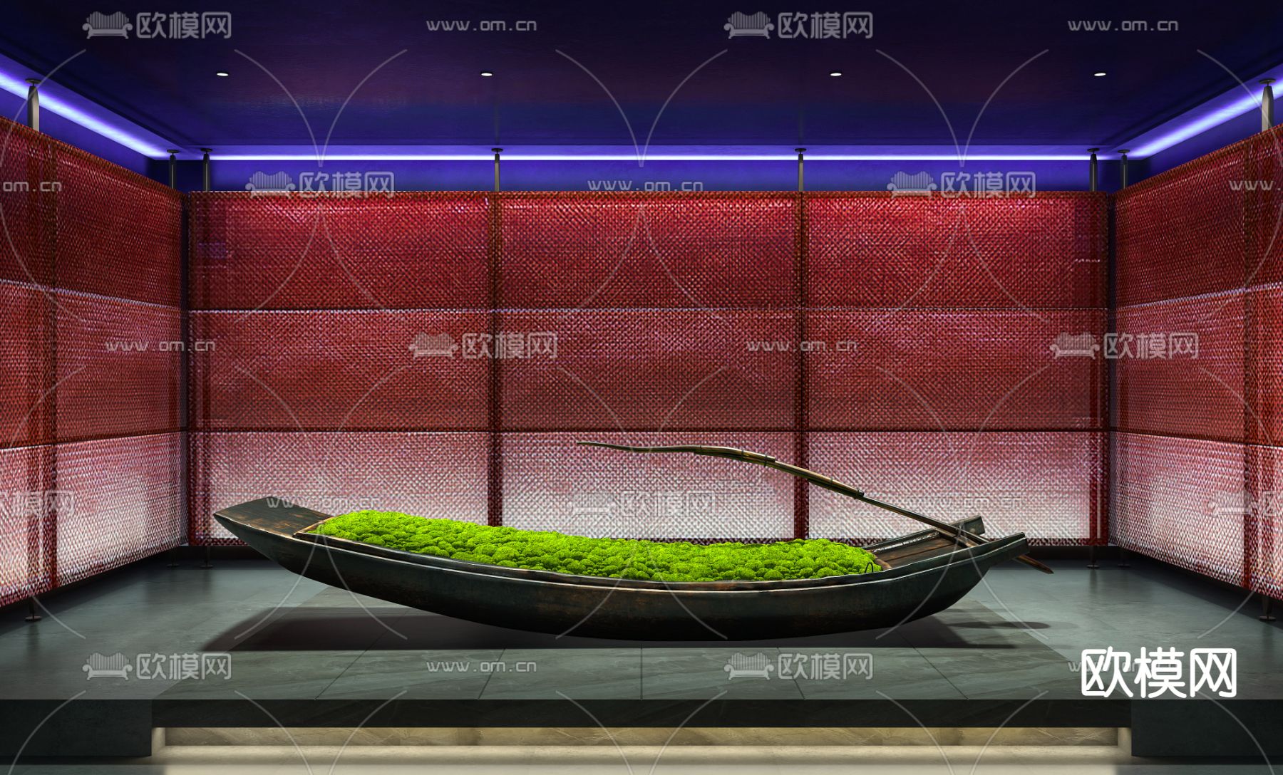 现代小船雕塑摆件3d模型下载（渲染图1）