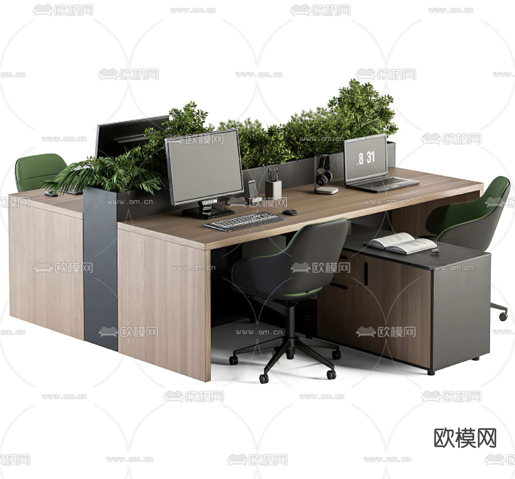 现代卡位办公桌椅3d模型