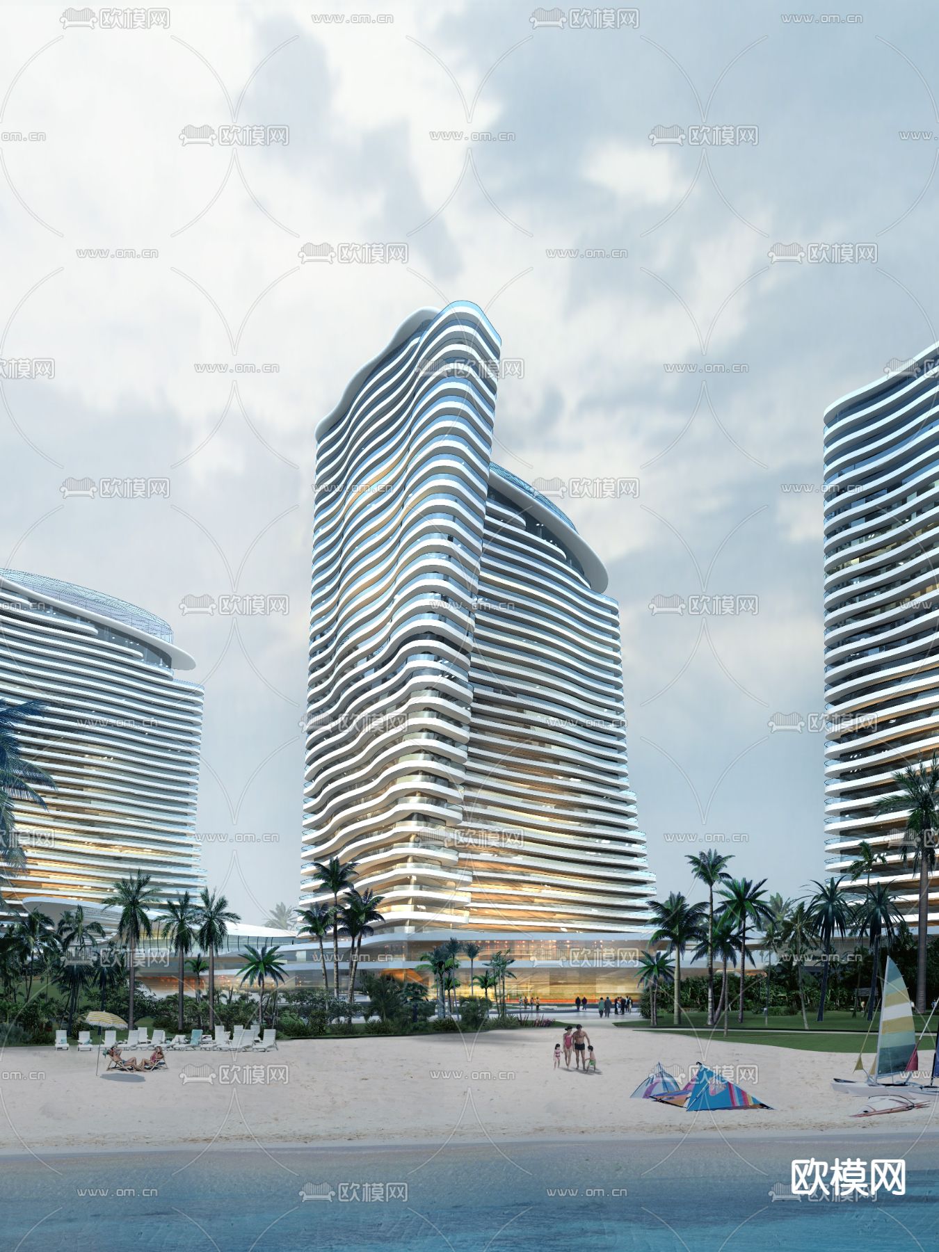 现代办公楼外观psd下载