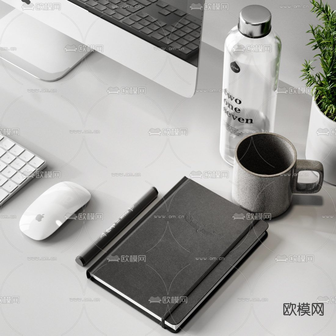 苹果键盘鼠标电脑显示屏3d模型