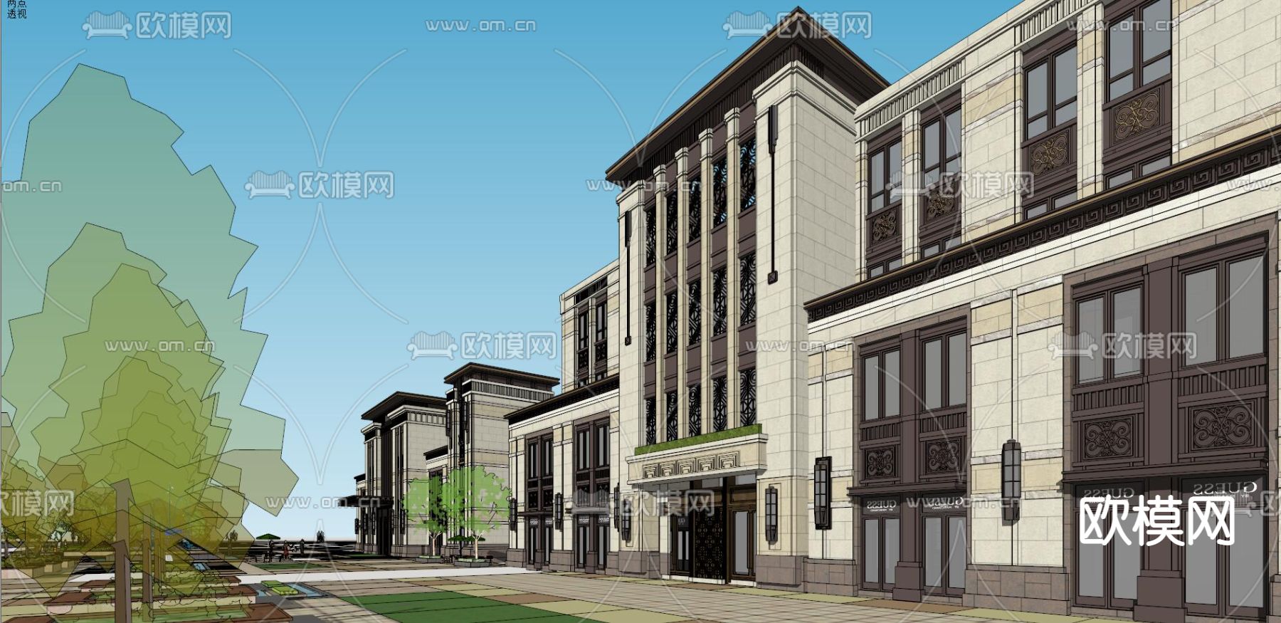 新古典天津售楼处su模型